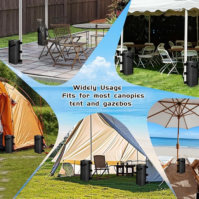 slashome 2 Pack 25L Canopy Water Weights for Wind, 110 Lb Water Bag Weights, Heavy Duty Anti-Tip Tent Stakes Leg Weight Bags for Gazebo, Pop Up Canopy, Party Tent, Market Stall (25 L, 2)