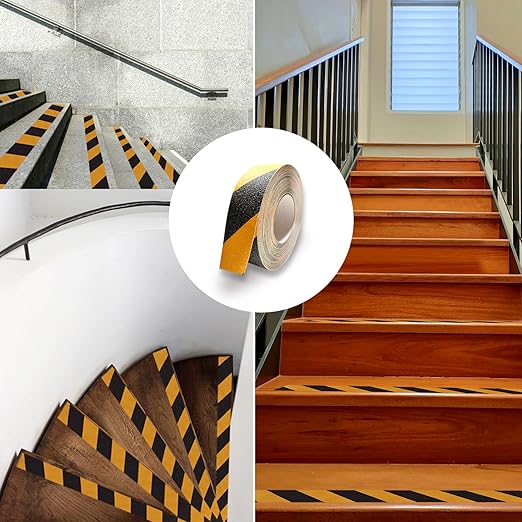 Anti Slip Tape Black/Yellow 2 inch x 66 ft, Non-Slip Strips Non Skid Safety Tape for Outdoor/Indoor Steps, Stairs, Traction Tread Staircases, Boats