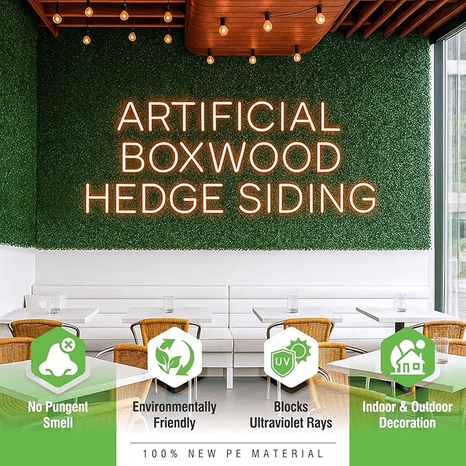 KASZOO 12Pack 20"x20" Artificial Boxwood Grass Backdrop Panels Topiary Hedge Plant, UV Protected Privacy Hedge Screen Faux Boxwood for Outdoor,Indoor,Garden,Fence,Backyard,Greenery Walls