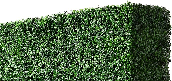 AGPL Artificial Hedge Wall with Dark Gray Color Stainless Steel Planter Box and Caster. Moveable Privacy Decorative Wall 48" W x12“D x 82“H …