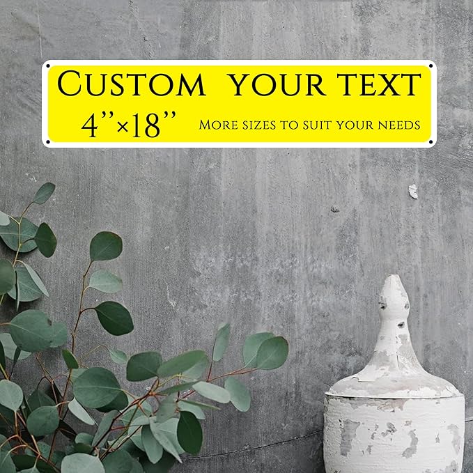 Custom Sign, Custom Indoor/Outdoor Decorative Sign，Double-sided，Aluminum Weatherproof Metal Sign Multiple Sizes, Customize for Parking, Business, Workplace, office, Home, Delivery Signs(4 * 18 Inch)