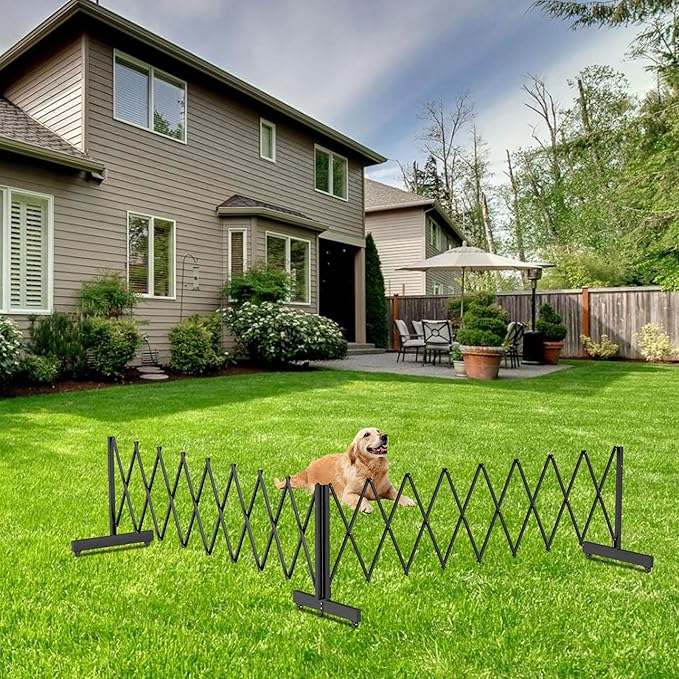 12.2FT Black Industrial Metal Expandable Barricade，Retractable Traffic Fence with Casters, Folding Security Gate，Portable Barricade Gate for Construction Area, Traffic Control, Cordon