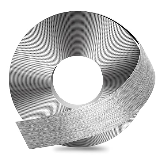 GSCIT Club Grey Silver Edge Banding, 1 1/2 Inch x 50ft Aluminum Brushed Edge Banding PVC Edge Trim for Cabinet Repair Furniture