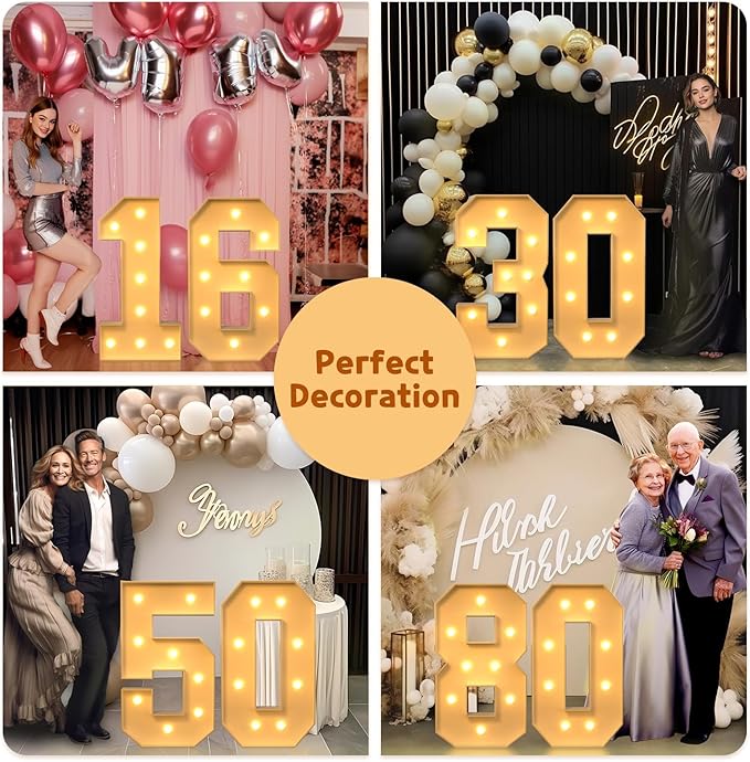 imprsv 3FT Marquee Light Up Numbers, Marquee Numbers 70th Birthday Decorations for Women Men, Large Light Up 70 Birthday Women Foam Board Anniversary Party Decorations Arch Kit (DIY)