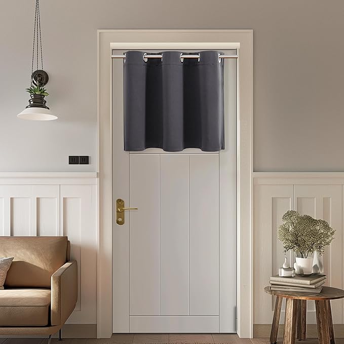 ChrisDowa Blackout Curtains 36 Inches Long for Living Room, Grommet Thermal Insulated Room Darkening Curtains for Bedroom (1 Panel Set, Dark Grey,42W x 36L)