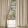 MIULEE Non-See-Through Privacy Linen Curtains 2 Panels, Light Filtering Window Curtains Farn House Textured Back Tab Semi Sheer Drapes for Bedroom Living Room, 52 x 84 Inches Long, Copper Brown