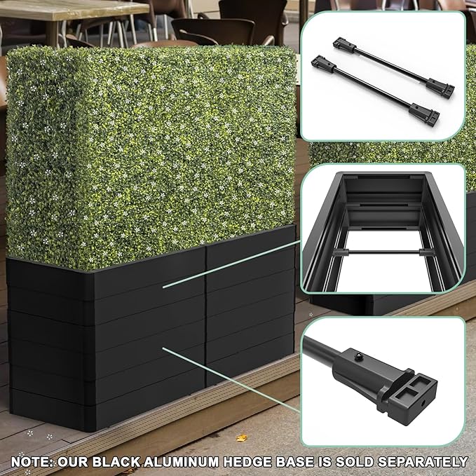 SunnyRoyal 126" Wx54 Hx12 D Artificial Boxwood Hedge Wall for Indoor and Outdoor Lifelike Greenery Privacy Fence for Patio Balcony Office Garden Party(Green with White Flower)
