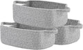 KALLAX Small Woven Basket, 12 x 8 x 4.5 Inches, Small Storage Baskets for Organizing, Gift Baskets Empty, Cute Rope Shelf Closet Storage Bins for Shelves, Dog Toy Basket, 3 Packs, Mixed Grey