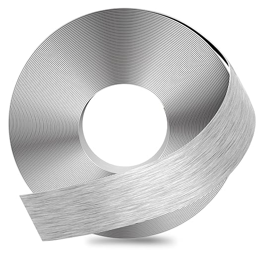 GSCIT Club Silver Edge Banding, 2 Inch x 50ft Aluminum Brushed Edge Banding PVC Edge Trim for Cabinet Repair Furniture