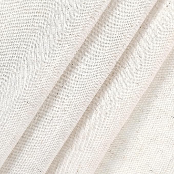 Semi Sheer Linen Curtains 120 Inches for Living Room Sets Back Tab Flax Textured Natural Ivory White Extra Long Curtain Privacy Chic Light Filtering High Window Drapes Bedroom 52X120,2 Panel