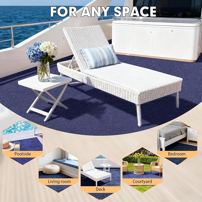 Marine Carpet,5 FT x 20 FT Deep Blue Indoor Outdoor Rug 0.2" Thick Boat Carpeting with Water-Proof TPE Backing, Non-Slip Outdoor Marine Carpet Roll for Home, Patio, Porch, Deck