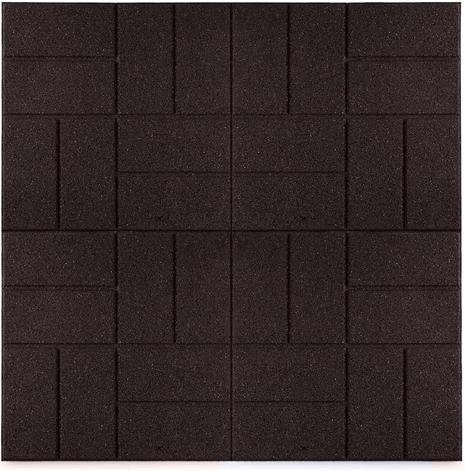 Playsafer Brick Rubber Interlocking Tiles | 16 X 16 | Easy Install for Indoor and Outdoor Use (Brown, 4 Tiles)