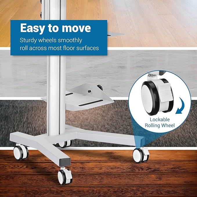 Yescom Mobile Computer Cart Rolling PC Stand Desk Workstation on Wheels with Monitor Mount Adjustable Keyboard Tray CPU Printer Holder for Hospital Clinic School Office Silver