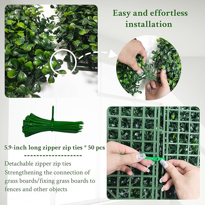 Artificial Boxwood Panels,20"x 20"(8P) 4-Layer Leaf UV-Protected Grass Wall Backdrop Panels for Outdoor, Indoor, Garden&Fence Covering Privacy, Backyard and Decor