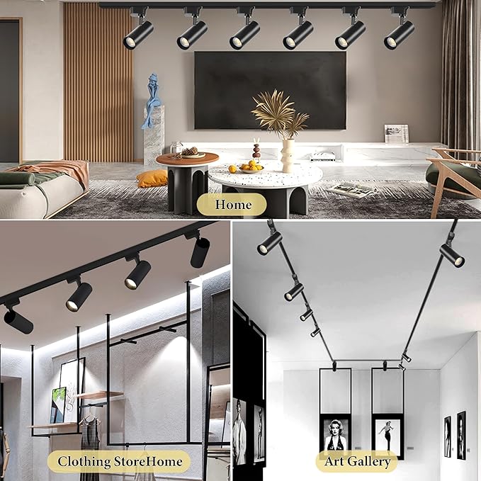 Ultra-Bright H Type Black Track Lighting Heads (No Track Rails), Energy-Saving 12PCS 6000K Cool White 20W 2400lm for Accent Lighting, Dimmable LED Track Lighting Ceiling Spotlight Fixture