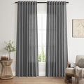 Nanspring Blazer Grey Curtain Linen Blend Light Filtering Back Tab Curtains 84 Inches Long, Semi Sheer Privacy Drapes for Living Room & Bedroom,Simple Style 52x84 inch, 2 Panels