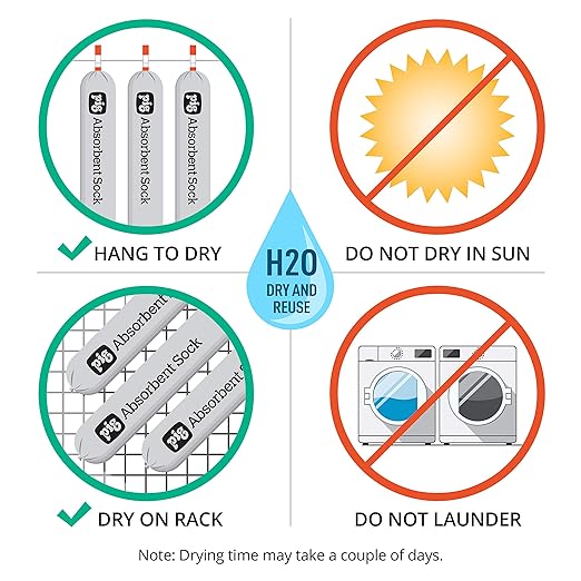 PIG Absorbing Sock | 1.6 Gallon Absorbency | Blue Absorbent Sock Forms Barrier & Prevents Spills from Spreading | 3" x 10' | 8 Socks | PIG202