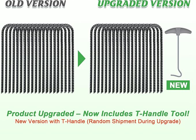 Gtongoko Trampolines Wind Stakes 16 Pack 12 Inch with T Hook, 0.3 Inch Thick Heavy Duty U Shaped Ground Anchors Galvanized Steel Safety Trampoline Anchors for Camping Tents, Soccer Goals