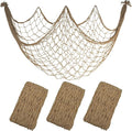 3 Pack Fish Net Decorations - 80x40'' Brown Decorative Fishing Nets Wall Decor Table Runner Ceiling Net, 3mm Natural Cotton Fish Netting for Pirate Under The Sea Nautical Beach Theme Party Decorations