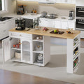 LYNCOHOME Rolling Kitchen Island with 360° Rotating Tabletop, Mobile Lockable Wheels & Adjustable Shelves, Multifunctional Storage Cart for Kitchen & Dining（White）