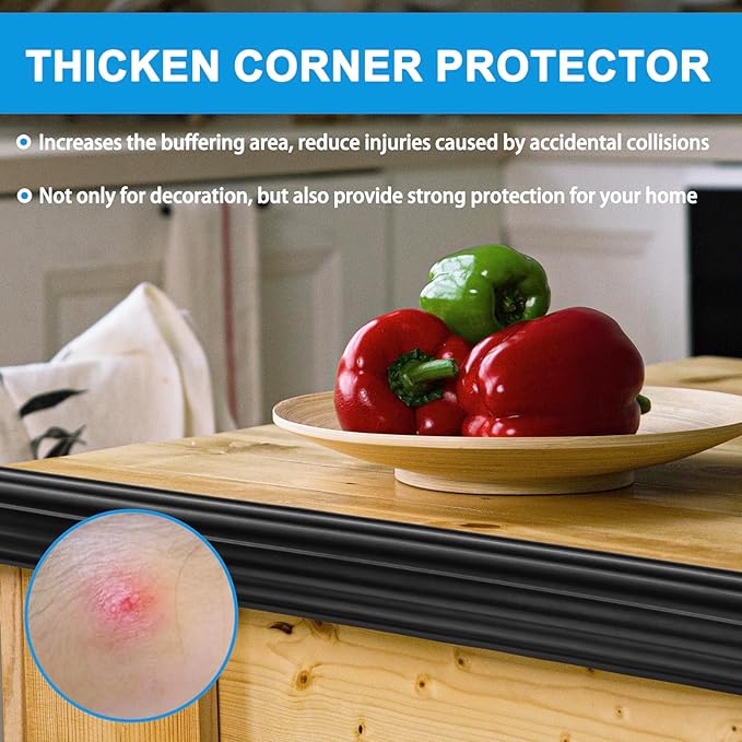 Wall Corner Protector Peel and Stick Corner Trim Molding Flexible Inside & Outside Wall Edge Guard Self Adhesive Moulding Trim for Edge Use, Black, 2.3” W x 10’ L