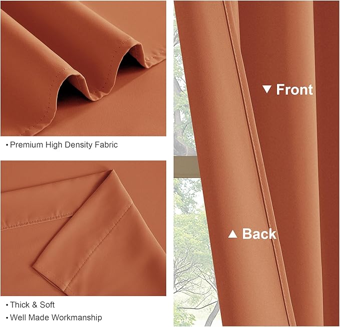 PONY DANCE Burnt Orange RV Curtains 24 inch Length, Short Curtains for Small Window 2 Panels Set, Thermal Insulated Blackout Capmer Drapes for Privacy Protect, W 29 x L 24 inches