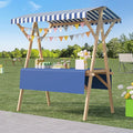 Outdoor Vendor Cart, Portable Cart with Canopy, Movable Stall Display Stand, Foldable Vending Stand Kiosk Display Trolley with Canopy, for Market, Street Food, Events(Blue 2,150cm/59in)