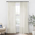 Linen Cotton Farmhouse Curtains for Living Room, Cream Off White Natural Fabric Semi Sheer Curtains 84 Inches Long, Neutral Ivory Boho Pleated Bedroom Bay Window Curtain Drapes 84 Length 2 Panels Set
