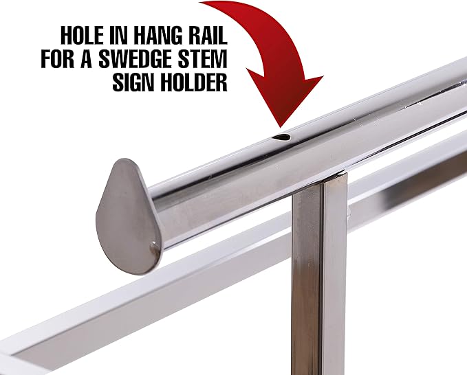 Econoco - Adjustable Heavy Duty Double Bar, Retail Clothing Rack, Rectangular Hangrail Rack w/V-Brace