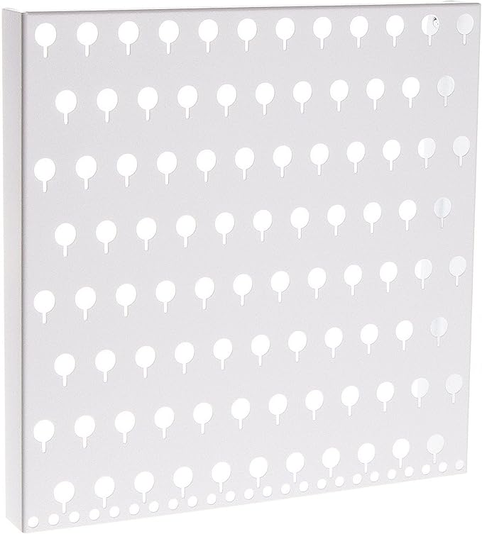 Angelynn's Wall Mounted Earring Holder Organizer Display for Small and Medium Women Post Stud Dangle Pierced Earrings, Hanging Closet Jewelry Storage Rack, Sariea White 12"x12"
