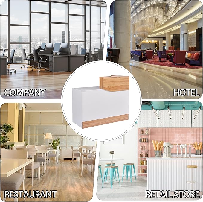 Reception Desk with Counter,Modern Counter Table with Cable Grommet,47 inch Retail Counter for Checkout, Lobby, Beauty Salon,Barber and Small Company (Normal)