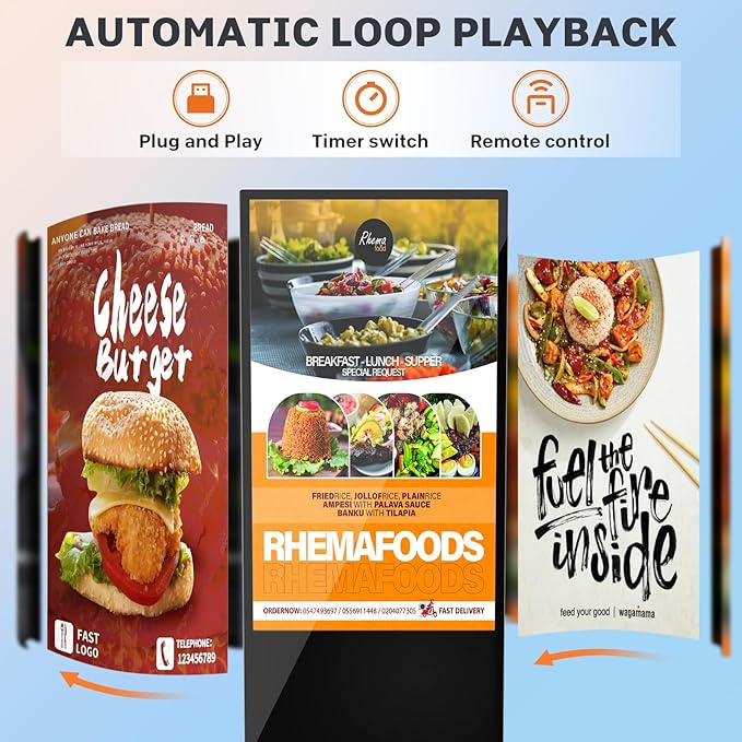 HLEC 43'' Indoor Floor-Standing Digital Signage Interactive Display, 4K Touchscreen Advertising Display LCD Kiosk, Commercial Android Smart System, CMS Software, HDMI/USB Input＆Out/WiFi(4+64G)