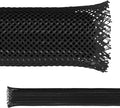 Electriduct 1.25" PET Expandable Braid Sleeving Flame Retardant Flexible Wire Mesh for Cord Management and Cable Protection - 50 Feet - Black