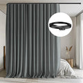 Room Divider Curtains with Flexible Ceiling Tracks Set,Blackout Curtain Ceiling Mount Curtain Track Privacy Room Dividers Ceiling Track Curtain Rod(Dark Grey Drape & Black rail W 8.3 × H 8 FT)