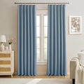 KEQIAOSUOCAI Pinch Pleated Dark Slate Steel Blue Curtains 96 Inches Long, Luxury Room Darkening Window Treatment Drapes for Nursery Bedroom Living Room, 40 x 96 Inch, Dusty Stone Blue, Set of 2