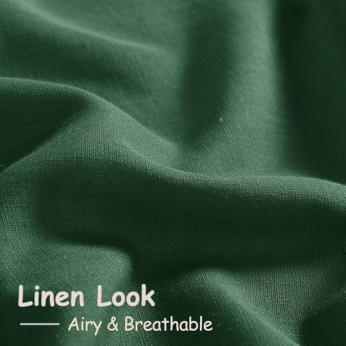 Nanspring Green Linen Curtains for Living Room 2 Panels Set Extra Long Back Tab Light Filtering Semi Sheer Curtain Drapes for Bedroom Neutral Farmhouse Ceiling to Floor for Large Window 52x100