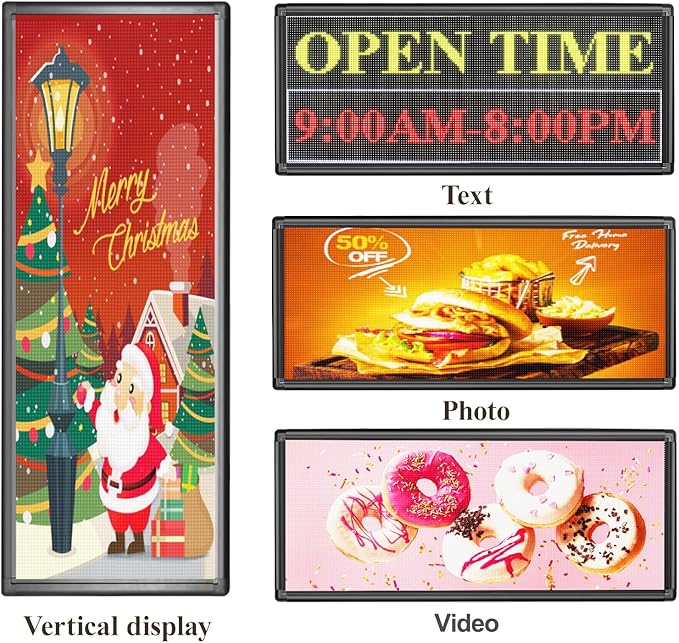 P6 Outdoor Full Color 40 x 18 inches Led Sign WIFI And USB Programmable Led Display With High Resolution Scrolling Texts, Colorful images and videos LED Advertising Screen Digital Board For Shop