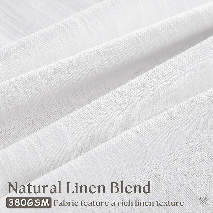 White Linen Pinch Pleated Curtains 102 Inches Long 2 Panels for Living Room Bedroom Snow White Thick Linen Pleated Hooks Rings Back Tab Luxury Light Filtering 102 Inch Curtain Drapes for Sliding Door