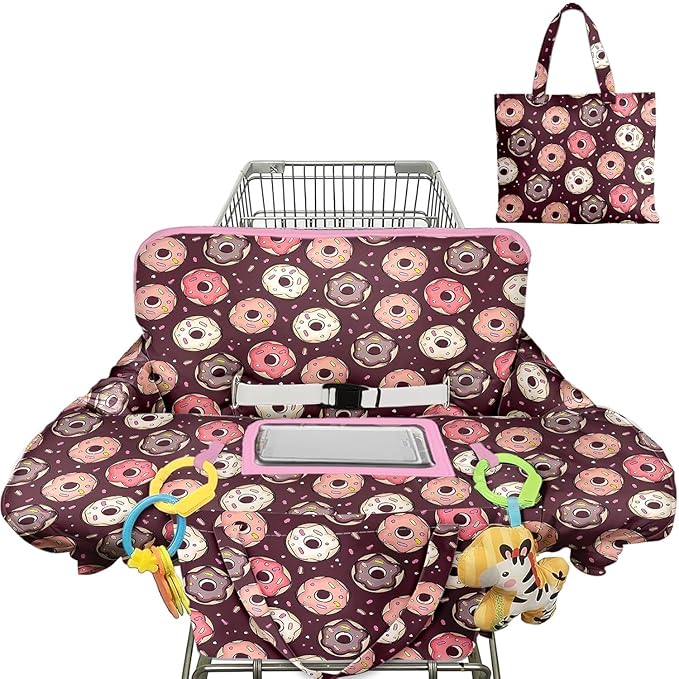 Shopping Cart Cover for Baby 2-in-1 High Chair Cover with Safety Harness Multifunctional Foodstuff Donuts Cart Covers for Babies Soft Padded Grocery Cart Cover for Baby Boy Girl