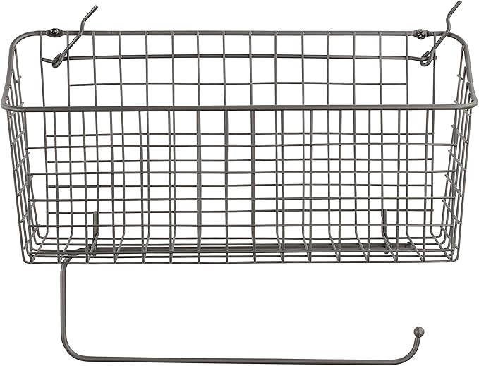 Spectrum Diversified Pegboard/Wall Mount Basket and Paper Towel Holder, 15 in (w, Industrial Gray