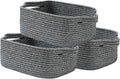 KALLAX Small Woven Basket, 14 x 10 x 5.6 Inches, Small Storage Baskets for Organizing, Gift Baskets Empty, Cute Rope Shelf Closet Storage Bins for Shelves, Dog Toy Basket, Mixed Black