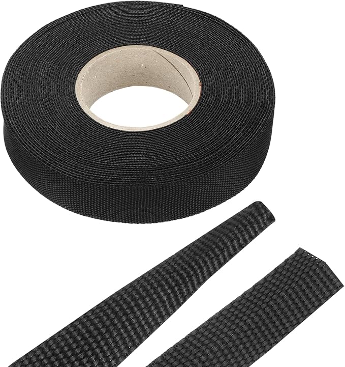 MECCANIXITY Braided Cable Sleeves Heat Shrinkable Fabric Sleeving, 5/8" 40ft Black 2:1 Ratio Heat Shrinkable Cord Protector for Harness Cable, Network Cable Protection, Cable Management