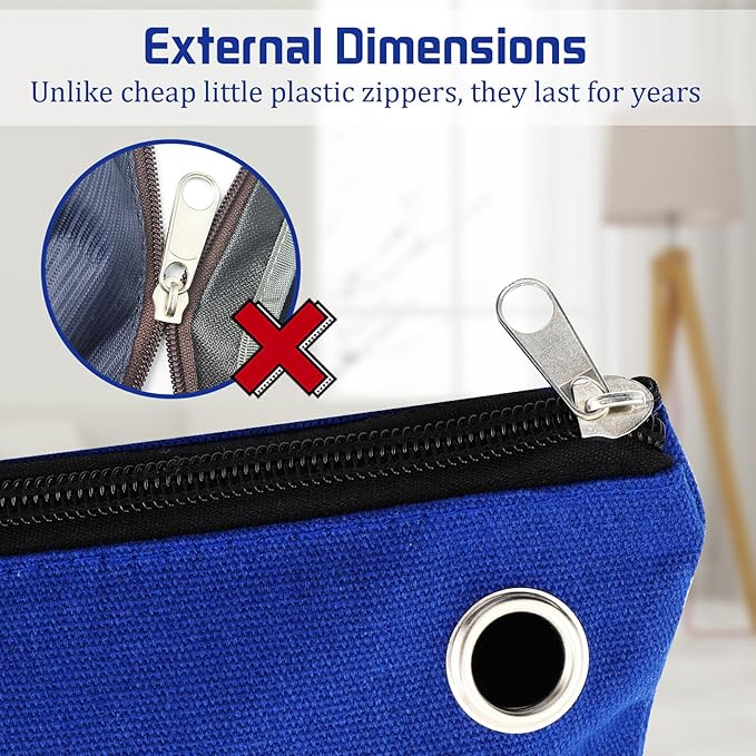 4 Pcs Interoffice Mailer Canvas Transit Sack Zipper Bag 18" x 14" Large Zipper Pouch with Grommet Interoffice Mail Bag (Blue)