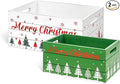 Red Co. Set of 2 White and Green Decorative Nesting Wooden Merry Christmas Storage Crate Organizers with Red Lettering