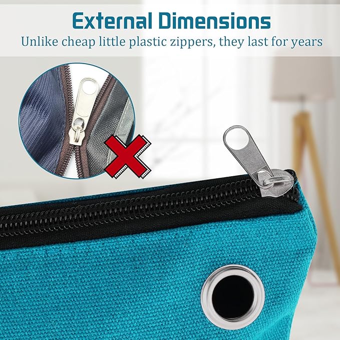 4 Pcs Interoffice Mailer Canvas Transit Sack Zipper Bag 18" x 14" Large Zipper Pouch with Grommet Interoffice Mail Bag (Teal)