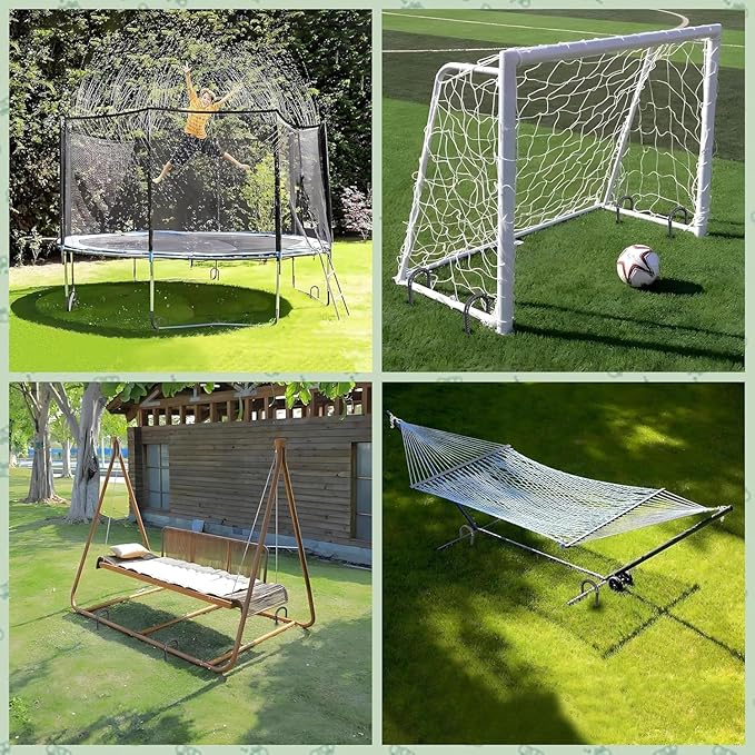 VVOKGO Trampoline Stakes 12 Inches Anchors High Wind Heavy Duty, 12-Pack U Shaped Tie Down Anchor Kit for Ground, Camping Tent, Soccer Net, Swing Set, Black