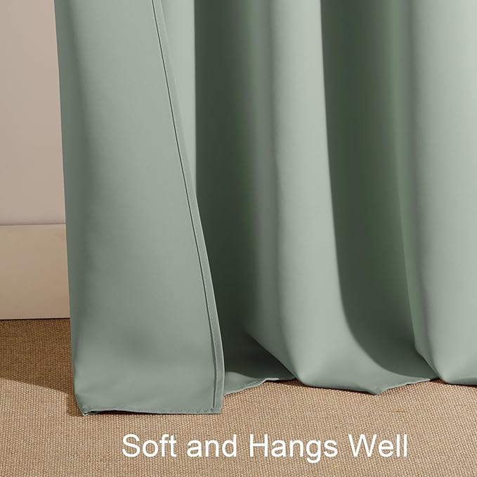 PONY DANCE Sage Green Short Window Curtain Panels 36 inch Long - Rod Pocket Room Darkening Drapes for Dorm Storage Door Kitchen Basement Farmhouse Decor, W 42 x L 36 inches, 2 Panels