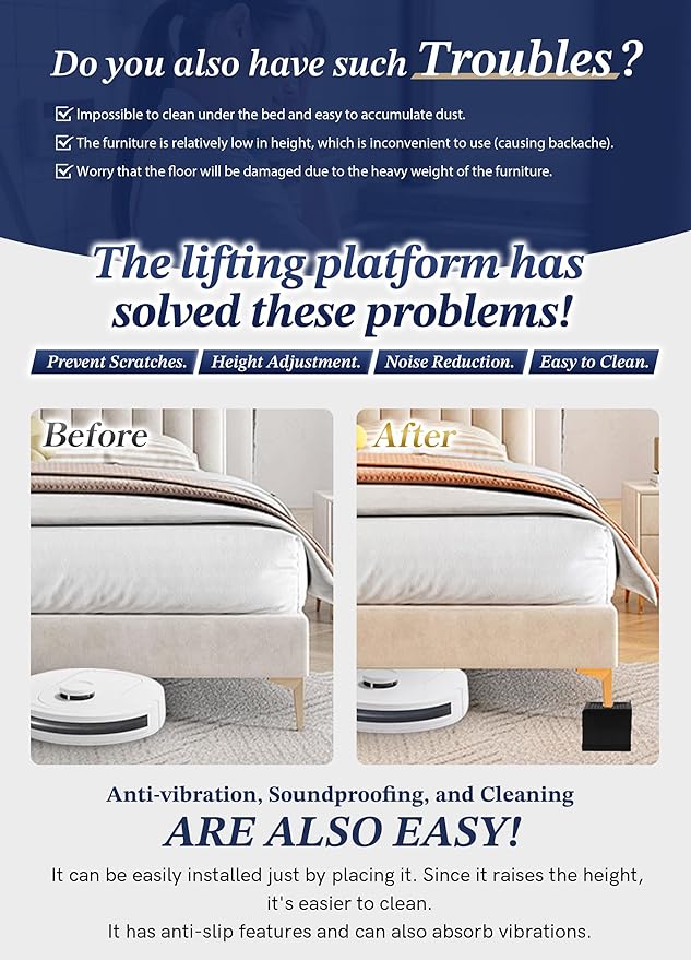 Bed Risers Furniture Risers Heavy-Duty Rectangular Adjustable Block Lift to 3 inches and 4.3 inches Desk, Sofa, Chair Legs, Refrigerator, Washing Machine Support up to 4000 pounds