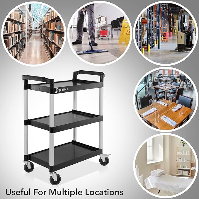 Jubilee 3-Tier Utility Service Cart with Wheels, 31.5" x 37.5"