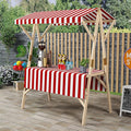 Outdoor Vendor Cart Foldable, Vending Stand Kiosk Display Trolley with Canopy, Selling Food Booth Concession Shelf, for Market Street Food & Events(Red,150cm/59in)